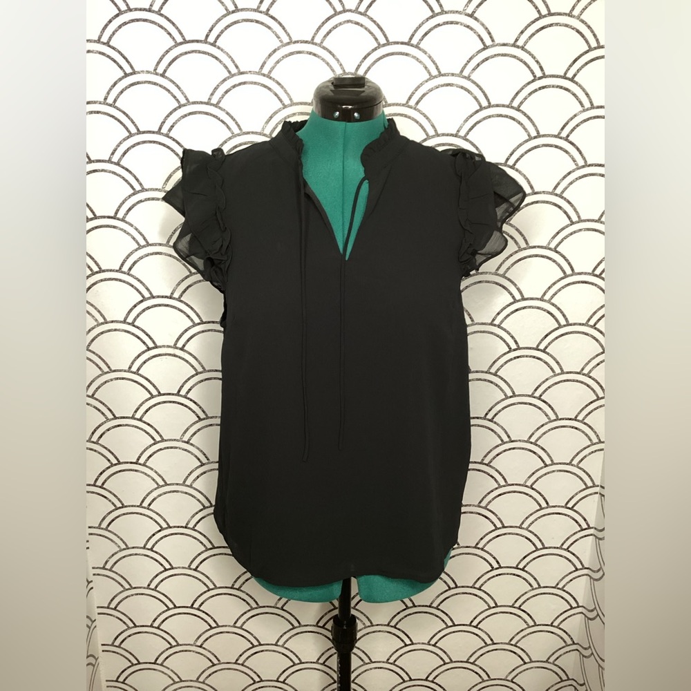 J.Crew Black V‑Neck Blouse – Size L